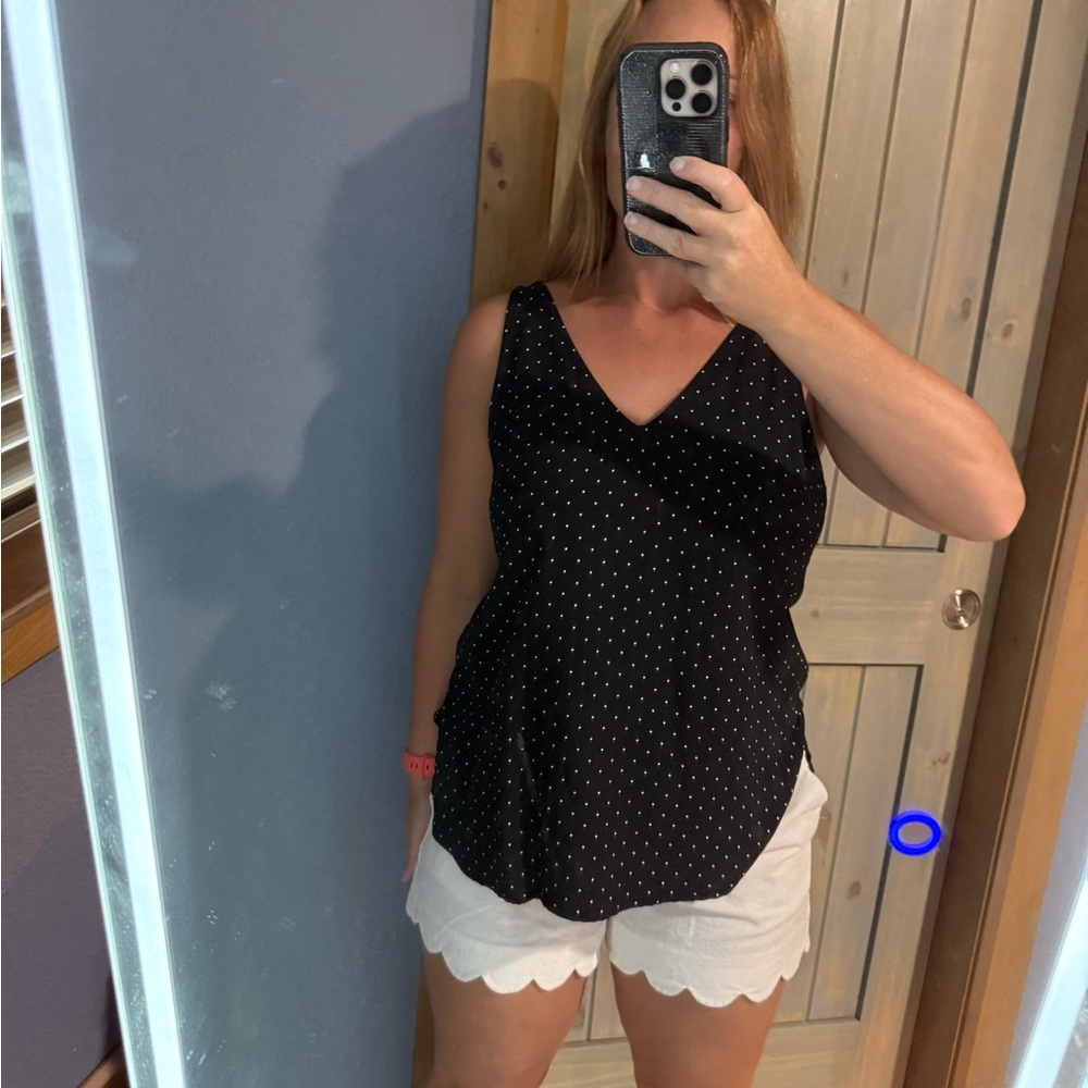 Old Navy Black Polka Dot Sleeveless Top